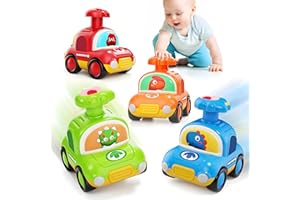 MOONTOY Jouet Voiture Bebe 1 an Petite Voiture Enfant 2 Ans, 4pcs Press and Go Cars éducation Précoce Push and Go Cars Jouets pour Cadeau Garcon Fille Jouet 12 18 Mois 1 2 3 4 Ans