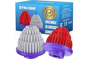 Synoshi Pro Tête de Brosse de Rechange Conique pour Brosse Électrique Rotative, Lot de 2, Nettoyage Précis des Coins, Joints, et Détails, Résistante aux Odeurs, Lavable au Lave-Vaisselle