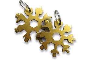 Mobi Lock Snowflake Multi Tool (Pack of 2) - 18-in-1 Portable Stainless Steel Multitool Keychain - Flat and Phillips Screwdriver, Allen Wrench, Bottle Opener, Rope Cutter, Key Hole - Camp Accessories