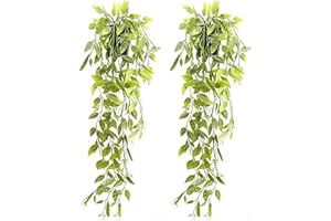Valyria Home - 2 Pcs Planta Artificial Colgante con Maceta 76cm - Decoración del Hogar - Planta Colgante de Plastico con Maceta - Diseño Realista para Boda Jardín Balcón Dormitorio