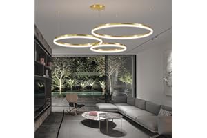 Mikeru 40+60+80cm Luci a Sospensione Minimalista, Dimmerabile 10%-100% Oro Altezza Regolabile Luci a Sospensione Con Funzione Di Memoria 3000k/4500k/6500k LED a Sospension per Isola Cucina