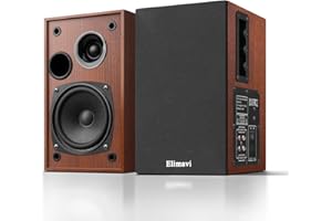 Elimavi Aktive Regallautsprecher 35W RMS, Ausgestattet mit 4 Zoll Woofer und 1 Zoll Tweeter, unterstützt Wandmontage, mit RCA-Eingang, kompatibel mit Fernsehern, PCs und Plattenspielern, Gelb
