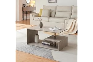 [en.casa] Tavolino Centrale da Salotto con 3 Piani di Appoggio Tavolo Basso da Caffè Divano Design Moderno per Soggiorno 90 x 50 x 41 cm - Effetto Cemento Chiaro