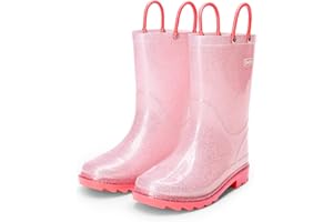 DREAM PAIRS Kids Rain Boots Wellies for Kids Boys Girls Wellington Lightweight Boots with Easy on Handle Waterproof Playing Rain Boot Unisex-Child