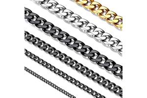Suplight Herren Panzerkette 3/6/9mm breit Cuban Link Kette, Silber/Gold/Schwarz, 36/46/51/55/61/66/71/76cm