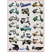 Poster Sigem Lambretta Storiche – Stampa Vintage Di Scooter Italiani, Formato 33x48 Cm, Carta Patinata Lucida