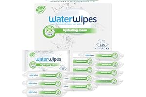 WaterWipes Sensitive+ Hydrating Boost Wipes, 720 Count (12 Packs), 3-In-1 Cleans, Cares, Hydrates, 99% Water with Aloe Vera, Unscented Baby Wipes