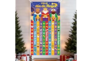 HOWAF Decoracion Navidad Puerta Día Los Reyes Magos, Pancarta Navidad Exterior Reyes Magos Decoracion Telón Banner Funda Tela Cortina Adorno Puerta Entrada Exterior, 90 x 165 CM
