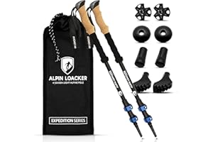 Alpin Loacker Teleskop Wanderstöcke Carbon & Aluminium mit Korkgriff I Leichte Nordic Walking Stöcke Damen und Herren für Ski