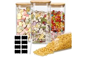 Rubessia Juego de 4 Tarros de Cristal, 1.6L Frascos de Vidrio con Tapa, Tarros de Almacenamiento, Tarros de Vidrio Cocina Almacenaje, Frascos de Vidrio Herméticos para Especiarias, Hierba, Merienda