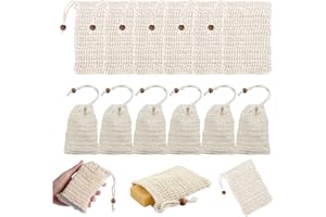 SZTQQING 12 Pcs Bolsa De Jabón Algodón Sisal Natural Bolsas Para Jabón Sólido Exfoliación Jabón Para Ducha Bolsas de Fibras Naturales Para Espumar Exfoliación Masaje Cuidado de