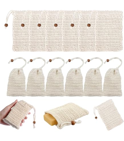 Set 3 Sacchetti Portasapone In Cotone E Lino - Esfolianti Naturali Per Doccia E Massaggio - 2 Misure E 3 Colori