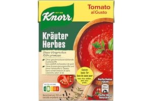 ‎KNORR Knorr Tomato al Gusto Tomatensauce mit Kräutern, Soße aus 100% sonnengereiften, italienischen Tomaten 370 g