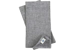 Linen & Cotton Schön Edel 4 x Stoffservietten Honeycomb - 100% Leinen, Schwarz Beige Grau (47 x 47cm) Servietten Stoff Leinenservietten Tischdekoration für Hochzeit Feier Gastronomie Weihnachten