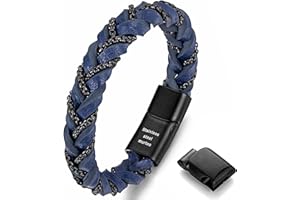 murtoo Bracelets for Men - Shackles of Freedom - Braided Leather Bracelets with Black Chains and Magnetic Clasp 7.5/8.5 inch Gift for Him