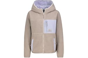 Sublevel Damen Fleecejacke mit Kapuze Leo Teddyfleece Kuschelig Warm Übergangsjacke Jacke Mantel Outdoor Freizeitjacke XS-XXL