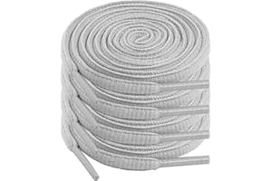 JETOP 2 pary sznurowadeł jasnoszary, płaskie szare sznurówki 100 cm, odporne na rozdarcia sznurowadła 6 mm do sneakersów, trampki i buty sportowe