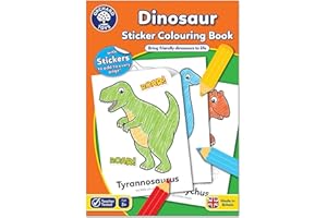Orchard Toys Dinosaur Sticker Colouring Activity Book - Educational Activity Book - Colour in Dinosaurs - Kids 3 Years +, Perfect for Parties.