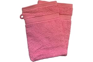 Sue Rossi Face Cloth Wash Mitt Set, 100% Organic Turkish Combed Cotton, 600GSM Thick With Hanging Loop, Size 16cm x 21cm, Flannel Glove Pack Soft & Absorbent (Pink, 2)