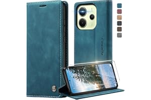 Deisyzy Mobile Phone Case for Xiaomi Redmi Note 14 4G Case with Screen Protector, [Card Slot and Stand Function] Protective Case, Premium PU Leather Magnetic Folding Flip Case Blue