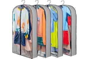 Eindas 4 Pack Clothes Covers with Zip, 40'' (102cm) Garment Bags Storage Gusseted Suit Protector Breathable Hanging Bag Jacket Coat for Wardrobe (4Pack-100CM)