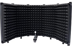 Tlingt Support Mikrofon Isolation Shield, Akustik Shield, Studio Recording Mikrofon Isolation Panel sowohl für Stand Mount oder Tischplatte, Schwarz, 5-Panel