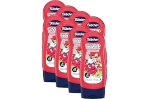 BÜBCHEN Bubchen Raspberry fun 2w1 shampoo i żel pod prysznic dla dzieci, 8 x 230 ml - delikatne mycie włosów i łagodnie oczyszczająca kąpiel pod prysznic, bez silikonu, opakowanie 8 szt.