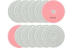 QUEFORET Dischi Diamantati per Lucidatura Grana 3000-12 Pezzi Tamponi Lucidatura 100mm per Lucidatura Granito Marmo Quarzo Pietra a Umido, per Smerigliatrici Angolari