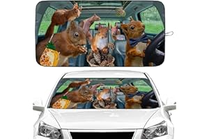 GAYRUAICJZ Funny Squirrel Car Windshield Sun Shade Foldable Sunshade Front Window Cover Sun Visor Protector Accessories for Truck SUV (64x32 inches)