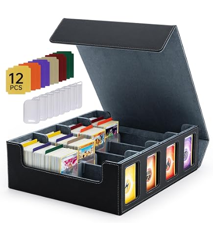 Matlarn Scatole Porta Carte per 2300+ Cartes, Scatola per Carte Collezionabili con 10 Divisori Colorati e 3 Separatori Regolabile, MTG Commander Deck Box per Magic the Gathering TCG PTCG, Grigio