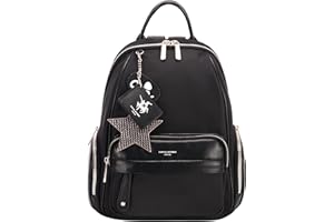 David Jones - Mały plecak damski moda miejska - Torebka na ramię Dziewczyna Nylon Miękka skóra PU - Mini Tornister z wieloma kieszeniami Zamek błyskawiczny - Plecak Modny Modny Projektant - Czarny,