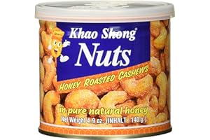 ‎KHAO SHONG Khao Shong Cashewnüsse mit Honig über-, backen und geröstet, 140 g Dose