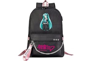 jiminhope Anime Hatsune Miku Mochila Bolsa de computadora Miku Mochila Miku Hatsune Kawaii Mochila Mochila escolar Mochila Hatsune Miku Mochila para unisex