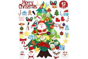 Yuxava Weihnachtsbaum Filz, 42PCS Filz Weihnachtsbaum Kinder, DIY Weihnachtsbaum, Mit DIY Abnehmbaren Hängenden Ornamenten, Weihnachten Geschenk, Für Home/Tür/Wand Hängend Christmas Decorations