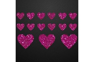 ‎GLITZERDEALS Glitzerdeals Bügelbild Glitzer Set 15 Herzen in Glitzer pink Glitzerbild zum Aufbügeln Herzen Glitzerflex Herz Bling Aufbügler Herzen