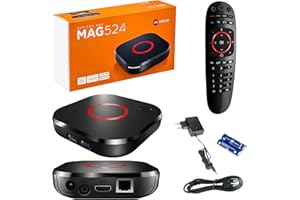 MAG 524 Original Infomir IPTV Set Top Box 4K UHD 2160p 60FPS Multimedia Player Internet TV IPTV Receiver Smart TV/HEVC H.256 Unterstützung - ARM Cortex-A53 (HDMI 2.1,Ethernet,USB 3.0)+HDMI Kabel