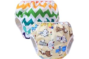 Teamoy 2 baby swimming trunks, comfortable, washable and adjustable, ideal for swimming lessons or holidays Cats+ Colorful Chevron