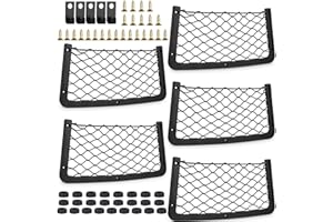 SINLAW 5 PCS Red Maletero de Coche, 5 ganchos,25 tornillos y 25 tapones de plástico,Organizador para Almacenamiento 36*18CM,Gran volumen, Organizador Maletero Coche,Red maletero para sillas de coche y botas