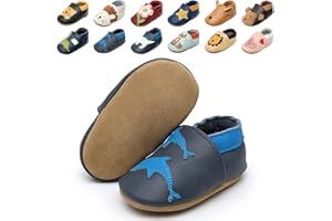 Scarpe Bambino in Morbida Pelle 0-24M Scarpe Neonato,Pantofole Infanzia Bambini Primi Passi con Suolla Scamosciata Antiscivolo Disegni di Fiori e Animali,Bambine e Ragazze Ciabatte Scarpette