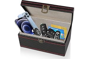 SunnyOcean Faraday Box for Car Keys, Keyless Car Key Signal Blocker Box, Large RFID Signal Blocking Box, Carbon Fiber Faraday Cage, Anti-Theft, Anti-Scanning, Anti-GPS Tracking, 6.69 x 4.84 x 3.74 in