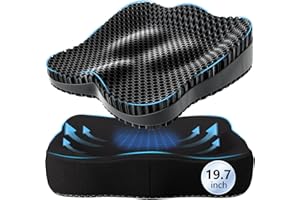 TSMERTOR Extra Thicker Gel Seat Cushion for Long Sitting, Pressure Relief Seat Cushion, Chair Cushion for Back Pain, Egg Cushion for Car, Desk Chair, Wheelchair Cushion, Office Chair Black,50CM