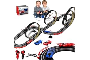 FUBEGI Slot Car Race Track Set for Kids Boys Girl Ages 6-7 8-12, Battery Powered or Electric Race Car Track for Kids 6-7 8-12, Dual Racing Slot Car Game 2 High-Speed Race Car 1:64 Scale Gift for Children