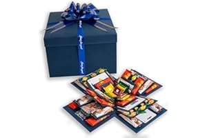 BUY BY BROTHERS DIY Explosionsbox, Überraschungsbox, Kreative Geschenkbox für Süßigkeiten, Surprise Box, Geburtstag, Geschenke für Frauen, Männer, Kinder, besondere Tage Geldgeschenk (blau)