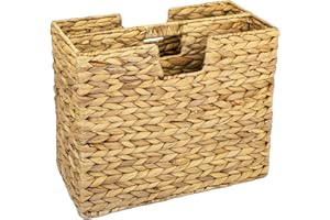 HMF Stojak na gazety, pleciony kosz na gazety z hiacyntu wodnego, 2 przegródki, 40 x 20 x 33 cm, naturalny