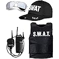 Mega_JumbleSale® Adult SWAT Team Vest. Sunglasses, Walkie Talkie & Cap Fancy Dress Costume Police FBI Tactical Military Cop Uniform