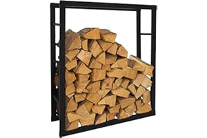 ML DESIGN MODERN LIVING ML-Design Estanteria Metálica para Leña 80 x 100 x 25 cm Soporte Organizador de Madera para Interior o Exterior, Leñero Negro Moderno Junto a Chimenea/Fogata Estructura de Acero para Apilar Troncos