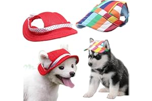BOOTOOW Baseballmütze Für Haustiere,2pcs Hunde Mütze Hund Sport Hut Hunde Sonnenhut Einstellbare Streifen Sommer Reise Hut Mit Ohrlöcher Und Verstellbarem Kinnriemen Für Welpen Katzen,Hunde Baseballmütze