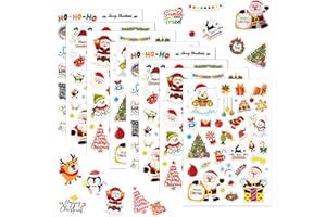 MTAAJIN 218pcs Christmas Fun Stickers Self Adhesive Christmas Stickers for Kids Waterproof Vinyl Xmas Gift Tags for Scrapbooking Cards Stocking Fillers Party Favors(8 Sheets)