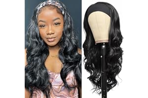 OXEYEGIRL Perruque Bandeau Cheveux Humain No Lace Wear and Go Glueless Wigs Human Hair Body Wave Perruques de Cheveux Humains pour Femmes Noires 150% Densité Headband Wigs Naturel Noir 16 Pouces(40CM)