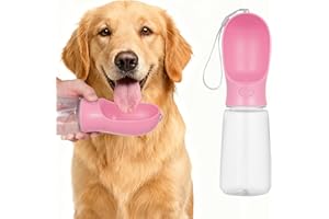 BARGAIN FACTORY Dog Water Bottle, Lightweight, Leak Proof Portable 550 ML Water Dispenser with Drinking Feeder for Pets Outdoor Walking, Hiking, Travel, Food Grade Plastic For Pets (Pink)